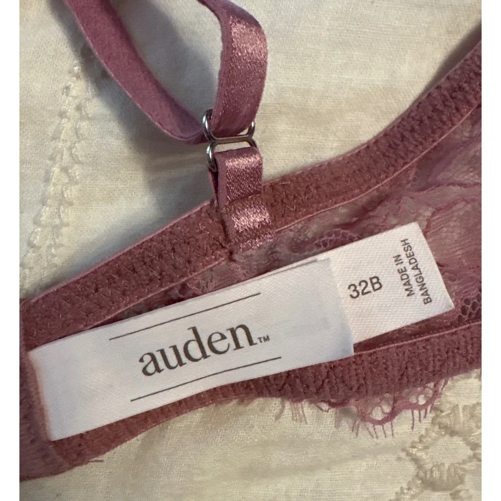 NEW Auden Dark Mauve Lace Unlined Demi‎ Underwire Bra, Size 32B